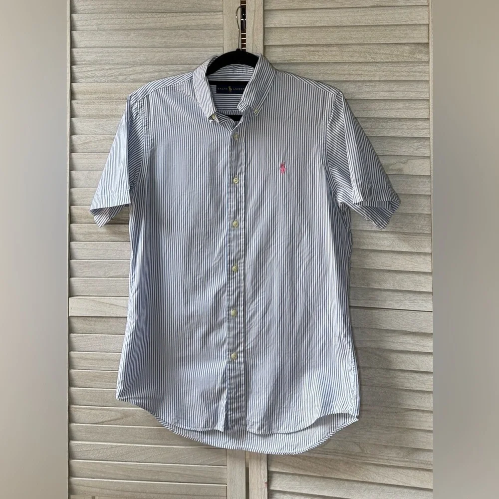 Polo Ralph Lauren Blue Striped Button Up Shirt. Small Great Condition Preppy